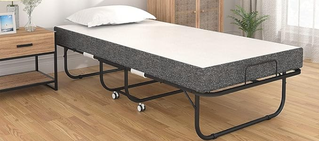 EconoHome portable folding bed with memory foam mattress