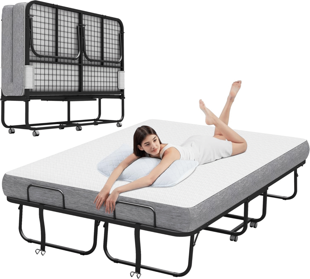 Extra Large Wide Folding Rollaway Bed with Mattress